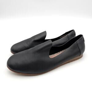 Toms Darcy Flat Loafer Shoes Women's Black Veg Tan Leather Size US7 EU37.5